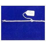 STERLING SILVER & WHITE STONE BRACELET - 7.5" -