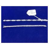 (2) STERLING SILVER TENNIS STYLE BRACELETS - 7"