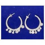 PAIR OF STERLING SILVER HOOP CHARM DANGLE