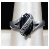 Black Onyx Accented Marcasite 925 Ring