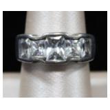 5 Square CZ Stone Sterling Silver Ring
