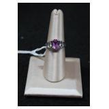 925 Sterling Silver Pink & White Spinel Ring