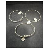 (3) STERLING SILVER BANGLE BRACELETS - ASSORTED -