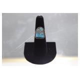 Navajo Braided Sterling Turquoise Nugget Ring