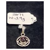 STERLING SILVER & ALMANDINE GARNET CABOCHON
