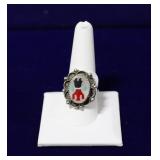 1960s Navajo Zuni Sterling Multi-Stone Inlaid Ring