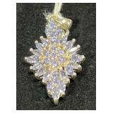 Tanzanite & Silver Cluster Marquise Cut Pendant