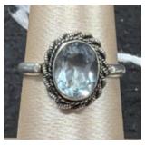 Blue Topaz Braided Sterling Silver Band Ring