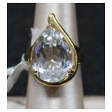 Vermeil Ring 925 w/ Pear Cut CZ Stone