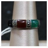 Multi-gemstone Thailand Sterling Silver Ring