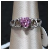 Pink CZ 925 Sterling Heart Ring