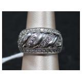Sterling Silver & CZ Twisted Multi-Row Band