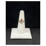 STERLING SILVER & GARNET RING - 3.0GR - SIZE 6.5