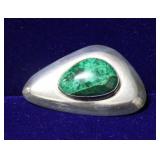 Malachite Sterling Silver Brooch