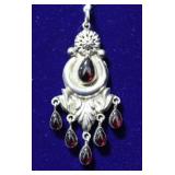 Red Garnet Sterling Silver Pendant