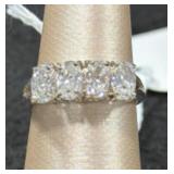 4 Stone Oval CZ Sterling Silver Engagement Ring