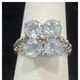 STERLING SILVER & BLUE TOPAZ RING - 4.4GR -