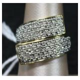 Stunning 925 Pave Set Diamond Bypass Wrap Ring