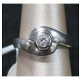 Sterling Silver Bezel Set Round Gemstone Ring