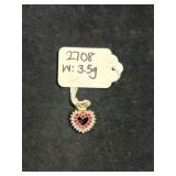 VINTAGE GOLD PLATED WM STERLING SILVER RUBY & CZ