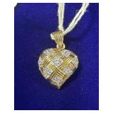GOLD PLATED STERLING SILVER & CZ WOVEN HEART