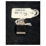 STERLING SILVER MARCASITE BLACK ONYX PENDANT -