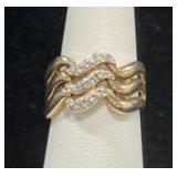 GOLD WASHED STERLING SILVER WAVE RING - 5.3GR