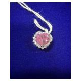 HEART SHAPED PINK CUBIC ZIRCONIA GEMSTONE PENDANT