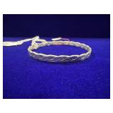 VTG STERLING SILVER WOVEN DOUBLE STRAND BANGLE