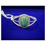 STERLING SILVER MALACHITE CUFF BRACELET - WEIGHT