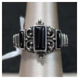 Sterling Silver Rectangular Black Onyx Ring