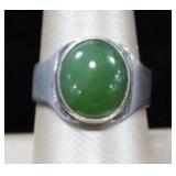 Oval Jade Sterling Silver Ring