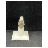 STERLING SILVER & MOSS AGATE RING - 13.8GR -
