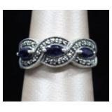 1970s Sterling Silver Marcasite w/ Tanzanite Ring