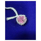 HEART SHAPED PINK CUBIC ZIRCONIA GEMSTONE PENDANT
