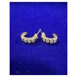 PAIR OF GOLD TONE STERLING SILVER J-HOOP EARRINGS