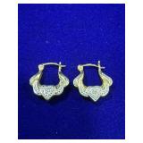 PAIR OF GOLD TONE STERLING SILVER HOOP EARRINGS