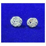 PAIR OF STERLING SILVER LOVE KNOT STUD EARRINGS -
