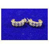 PAIR OF GOLD PLATED STERLING SILVER J-SHAPE