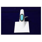 Navajo Style Polished Turquoise Cabochon Ring