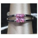 Elegant Split Shank Pink Princess Cut Ring