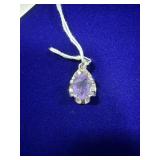 OVAL AMETHYST STERLING SILVER PENDANT - WEIGHS