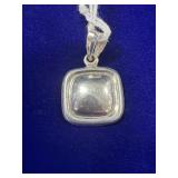 STERLING SILVER SQUARE BUTTON PENDANT - MADE IN