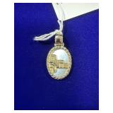 OVAL GOLD-TONE STERLING SILVER & MOTHER OF PEARL