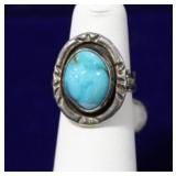 Southwest Style Turquoise Nugget Sterling Ring