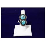 Traditional Double Turquoise Sterling Silver Ring