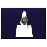 Navajo Turquoise Cabochon Sterling Leaf Ring