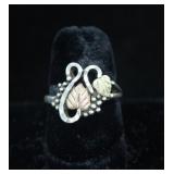 Black Hills 12k Gold Sterling Leaves Ring