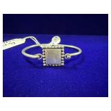 STERLING SILVER SQUARE ENGRAVABLE ID DISK BANGLE