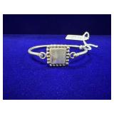 STERLING SILVER SQUARE ENGRAVABLE ID DISK BANGLE